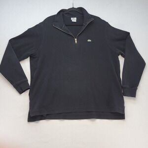 Lacoste Quarter Zip Pullover Mens 9 Black Cotton Collared Preppy